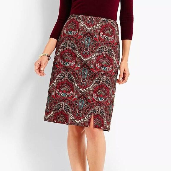 Talbots Skirt Size 16 Paisley Opulent Wrap Work Wear Office - Picture 1 of 14